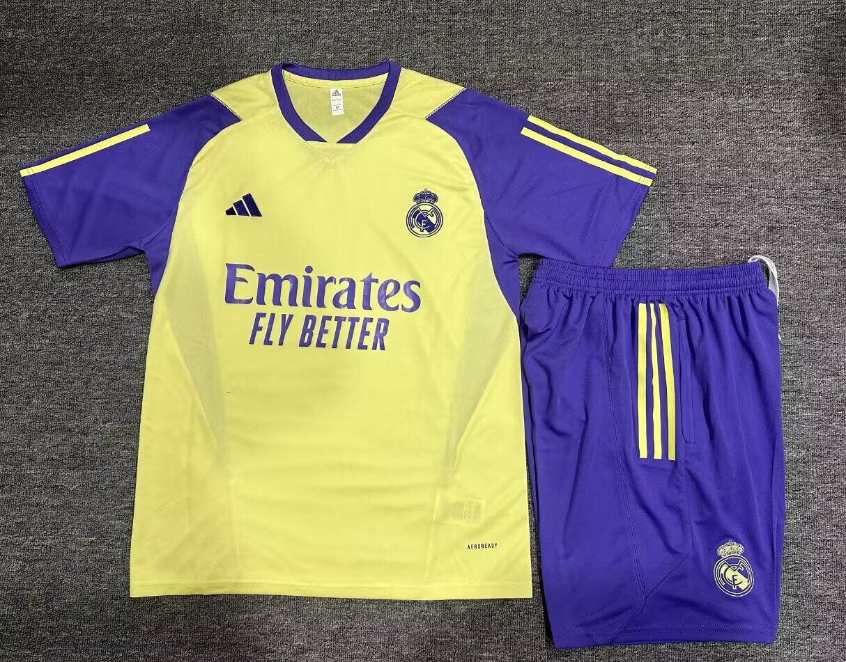 AAA Quality Real Madrid 23/24 Yellow/Purple Training Kit Jerse